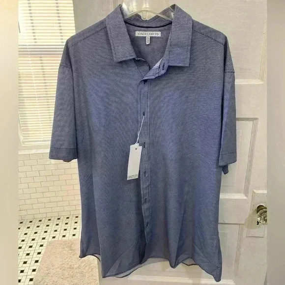 NWT Vince Camuto blue and white patterned button up shirt soft sz XL - Picture 1 of 9